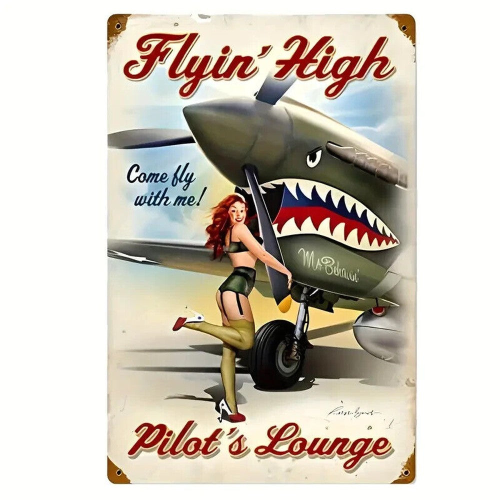 Flyin' High Pilot's Lounge Vintage Novelty Metal Sign 12" x 8" Wall Art Home & Garden:Home Décor:Plaques & Signs Style Your Walls